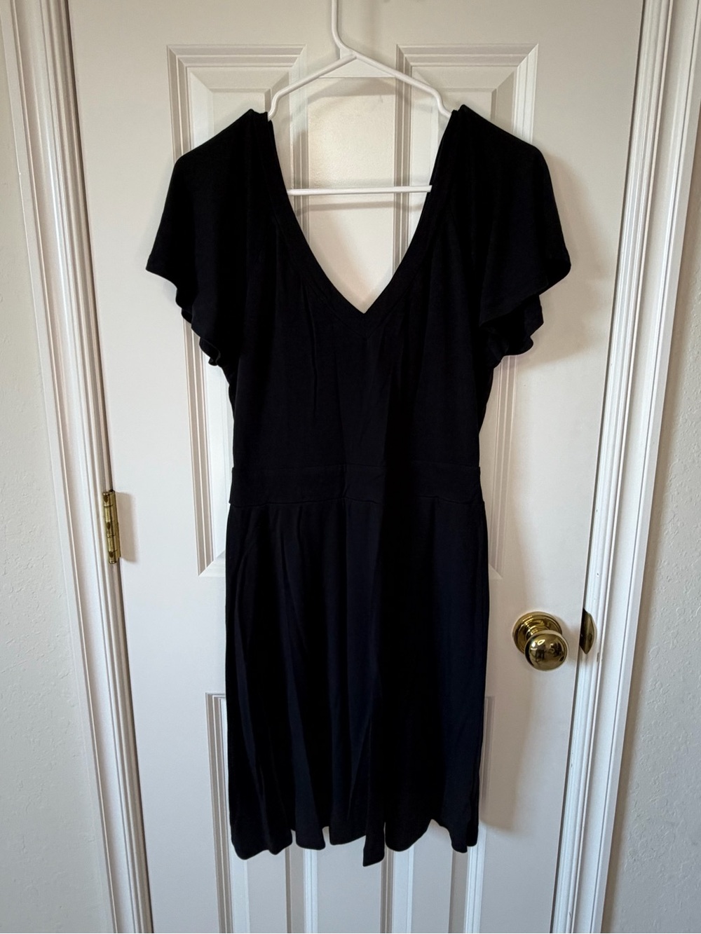 Tart Black V-Neck Flutter Sleeve Dress